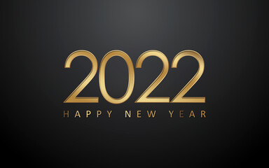 Happy New Year 2022 Golden Greeting Card