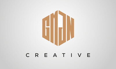 letters GMJN creative polygon hexagon logo victor template