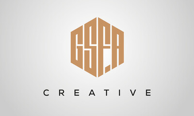 letters GSFA creative polygon hexagon logo victor template