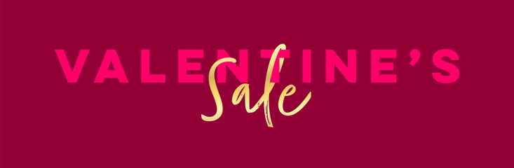 Valentines Day Sale Banner. Vector Design Template with 'Valentine's Sale' Typography on Red Background. Creative Concept for Valentines Day Banner, Fashion Ad, Advert Design 