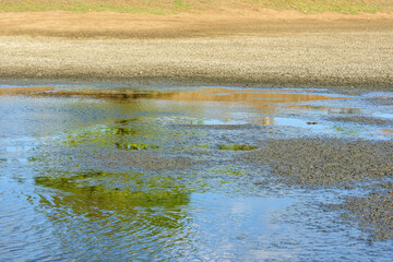 Dry and cracked ground caused by drought in Paraiba, Brazil. Climate change and water crisis.