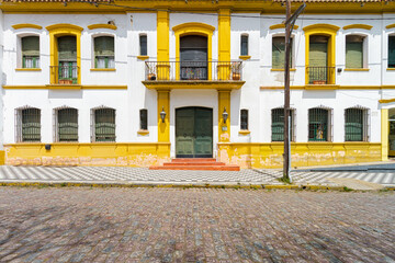 Facade of the lateral part of the cathedral of Chascomus (Argentina)