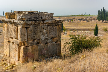 Hierapolis ancient city ruins Pamukkale Turkey. UNESCO world heritage site