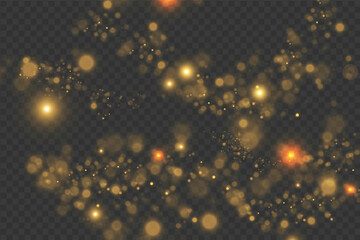 The dust sparks and golden stars shine with special light.