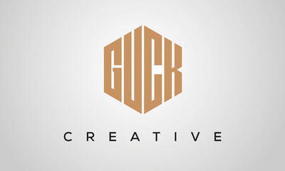 letters GUCK creative polygon hexagon logo victor template