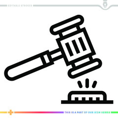 Editable line icon of auction results as a customizable black stroke eps vector graphic.