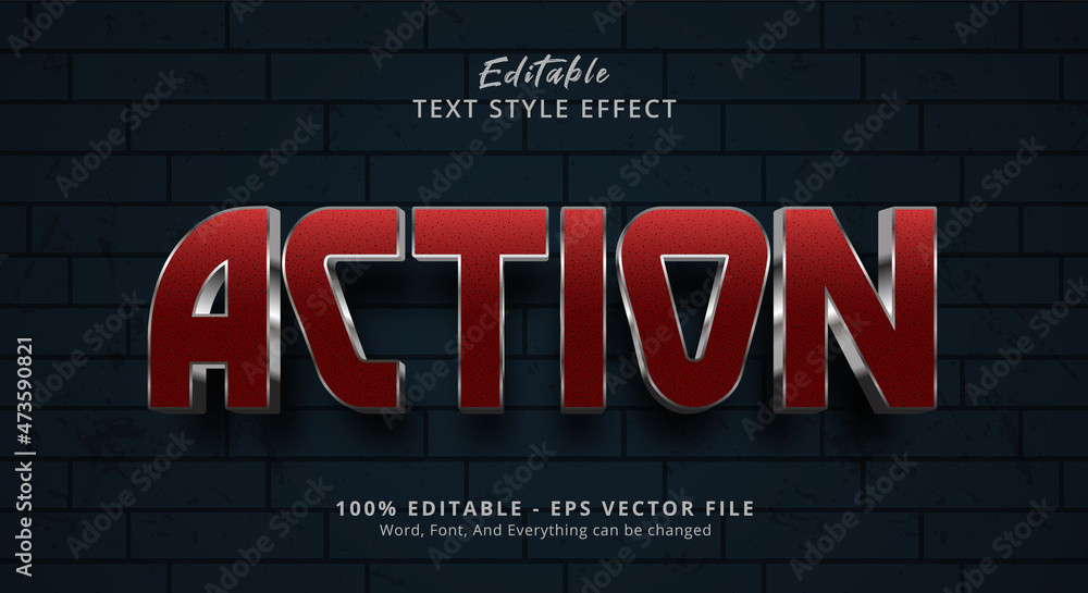 Poster editable text effect, action text effect template