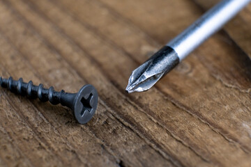 Close-up of a self-tapping screwdriver