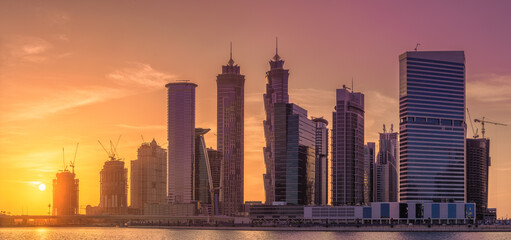 Cityscape of Dubai and panoramic view of Business bay, UAE