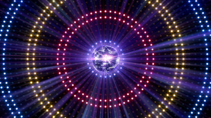 Obraz premium Mirror Ball Disco Lights Club Dance Party Glitter 3D illustration