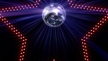 Mirror Ball Disco Lights Club Dance Party Glitter 3D illustration