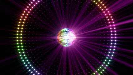 Mirror Ball Disco Lights Club Dance Party Glitter 3D illustration
