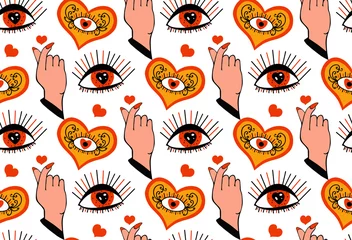Fototapeten Seamless doodle love pattern. Happy Valentines Day.Vector © Lucia Fox