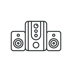 Multimedia speaker icon line style isolated on white background. Vector