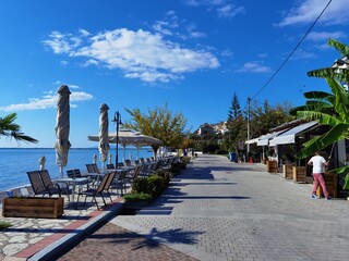 Fototapeta na wymiar sea beach in menindi village tourist resort in aitoloakarnania perfecture greece
