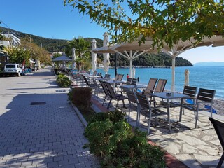 sea beach in menindi village tourist  resort in aitoloakarnania perfecture greece