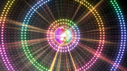 Mirror Ball Disco Lights Club Dance Party Glitter 3D illustration