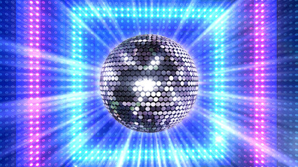 Mirror Ball Disco Lights Club Dance Party Glitter 3D illustration