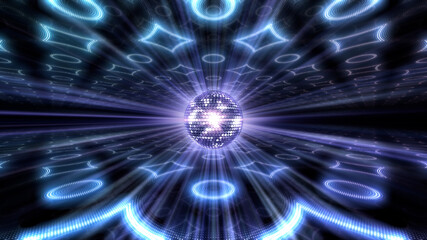 Mirror Ball Disco Lights Club Dance Party Glitter 3D illustration