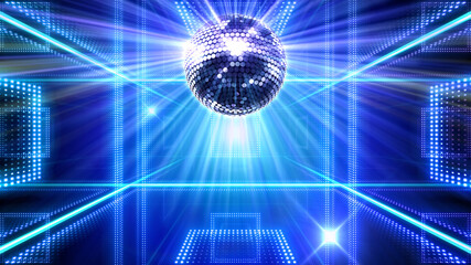 Mirror Ball Disco Lights Club Dance Party Glitter 3D illustration