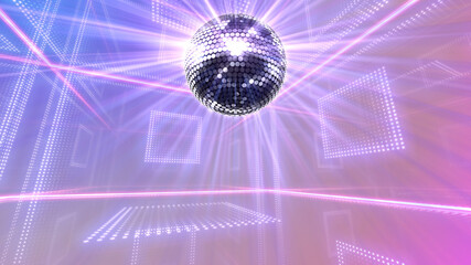 Mirror Ball Disco Lights Club Dance Party Glitter 3D illustration