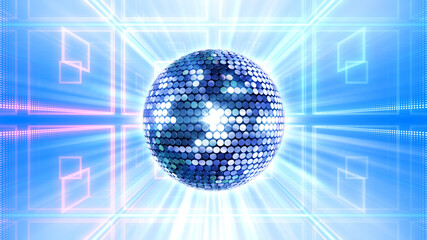 Mirror Ball Disco Lights Club Dance Party Glitter 3D illustration