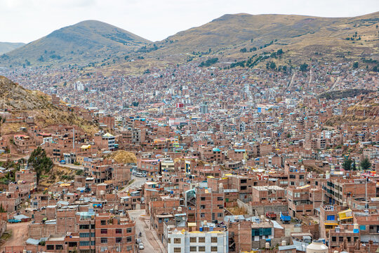 Puno is a city on the shores of Lake Titicaca in Peru