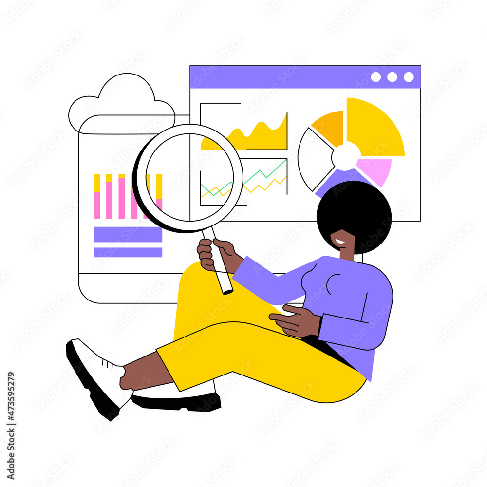 Poster data driven business model abstract concept vector illustration. data analytics, data-driven busines