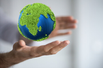 Illustration with bold world map in green color