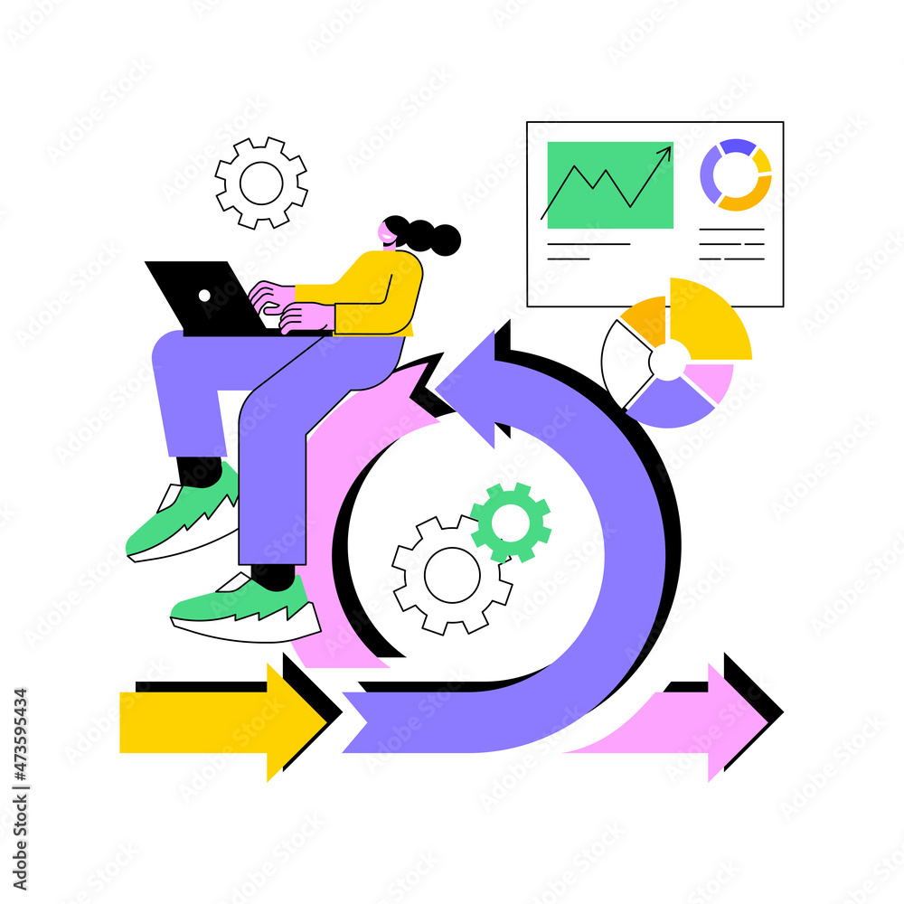Poster agile project management abstract concept vector illustration. agile approach, software development 