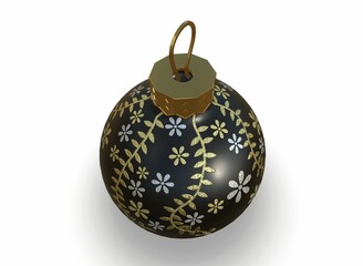 Christmas ball black decoration classic glossy blank simple basic. 3d-rendering