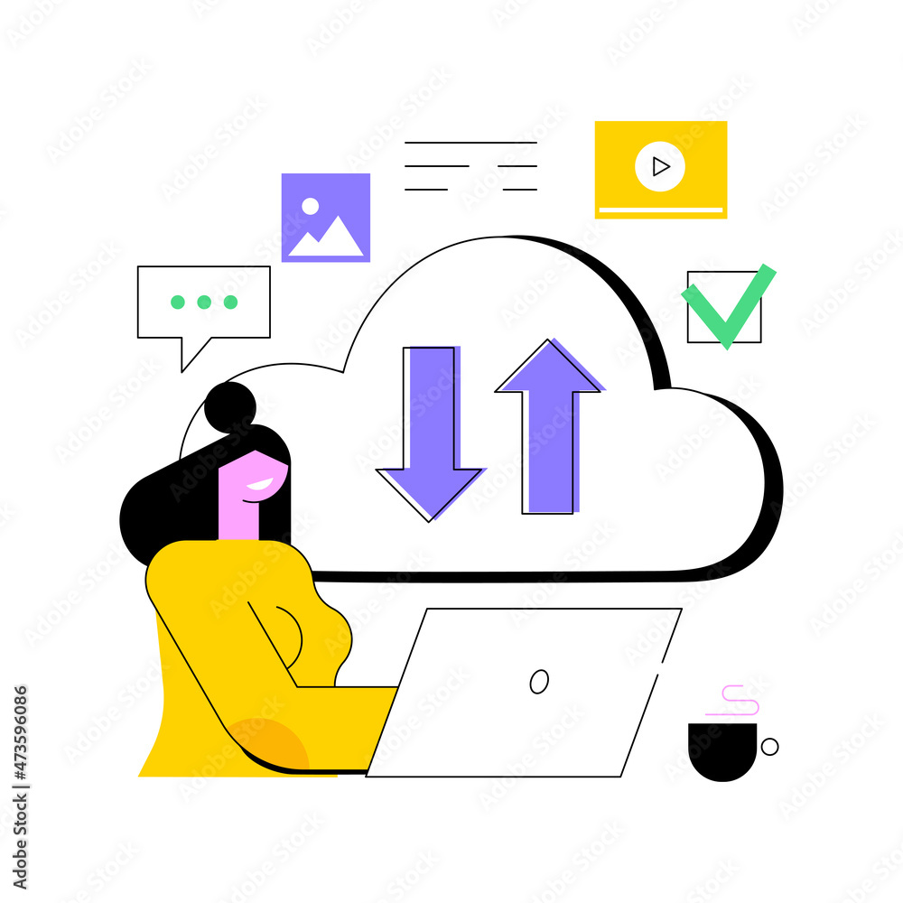 Poster cloud based engine abstract concept vector illustration. infrastructure as a service, virtual machin
