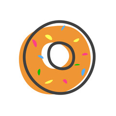 Donut or bagel linear icon. Bakery symbol. Logo concept. Vector illustration isolated on white background.	