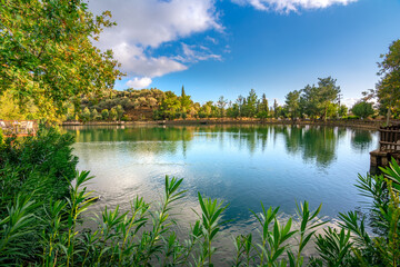 Lake of Zaros at spring, Crete, Greece.