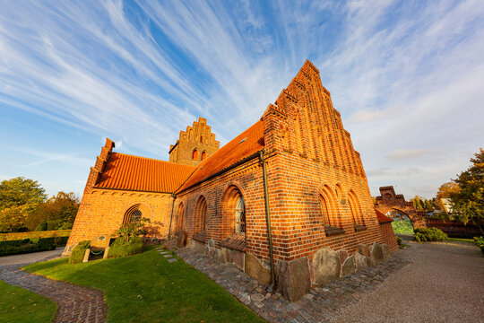 Morning view of the Herlev Kirke church