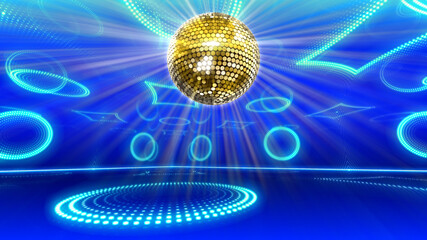 Mirror Ball Disco Lights Club Dance Party Glitter 3D illustration