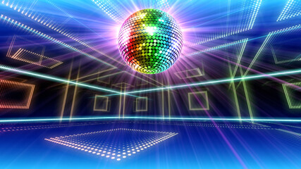 Mirror Ball Disco Lights Club Dance Party Glitter 3D illustration