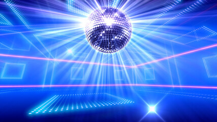 Mirror Ball Disco Lights Club Dance Party Glitter 3D illustration