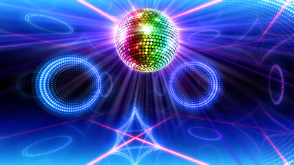 Mirror Ball Disco Lights Club Dance Party Glitter 3D illustration