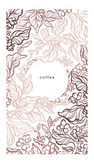 Coffee plant. Vector graphic branch, leaves, beans
