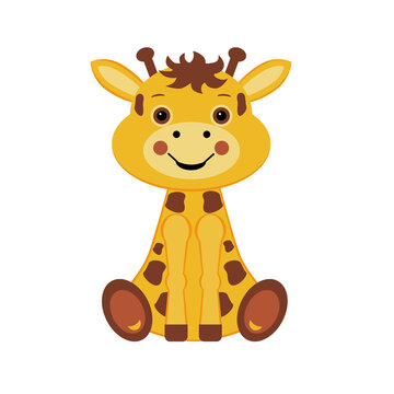 Toy giraffe, in a flat style. Isolated on white background vector illustration.