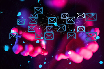 express envelope and parcel abstract technology background. Business quantum internet network...
