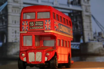 Foto op Canvas Classic English red double-decker toy bus © JP CARNEVALLI