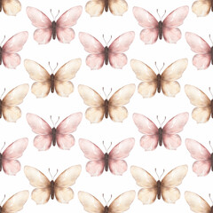 Sewing fabric with Pink butterfly seamless pattern, Watercolor ...