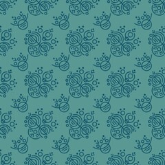 Seamless geometric pattern with lines and circles. Simple background on blue, dark blue colors. Illustration. Design for textile fabrics, wrapping paper, background, wallpaper, cover. Ethnic style.