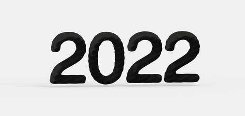 year 2022. 3D illustration numbers isolated white background