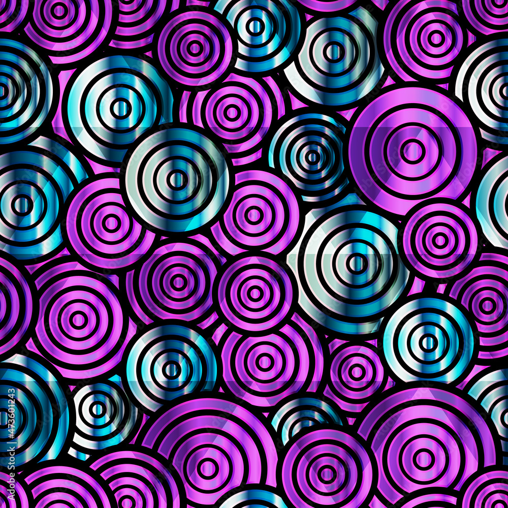 Wall mural purple circle seamless pattern with metallic effect.