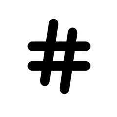 Hashtag icon black. Vector illustration isolated on white background.