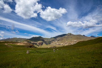 Fototapeta na wymiar Landscape with mountains and sky in the Golden Gate Highlands National Park in South Africa