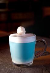 blue cold drink ys latte anchan matcha with milk coconut